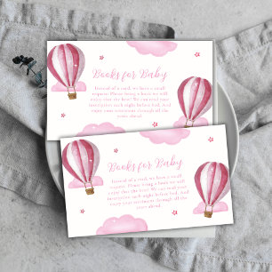 Pink Elegant Hot Air Balloon Books Baby Shower Enclosure Card