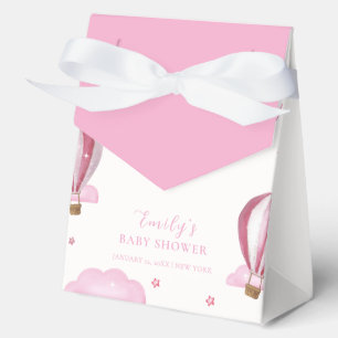 Pink Elegant Hot Air Balloon Girl Baby Shower Favor Boxes