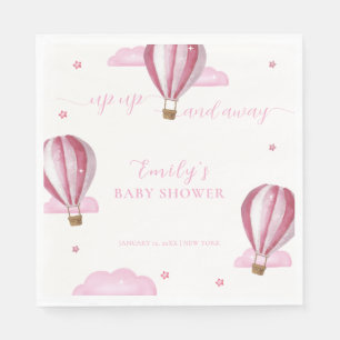 Pink Elegant Hot Air Balloon Girl Baby Shower  Napkins