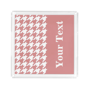 Pink Elegant Houndstooth with custom text Acrylic Tray