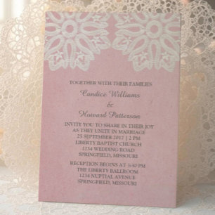 Pink Elegant Lace Wedding Invite