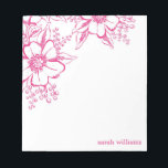 Pink Elegant Letterpress Style Florals Notepad<br><div class="desc">Personalize this notepad with your name,  initials,  monogram or text of your choice.</div>