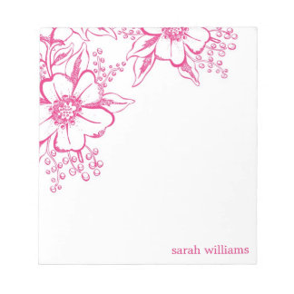 Pink Elegant Letterpress Style Florals Notepad