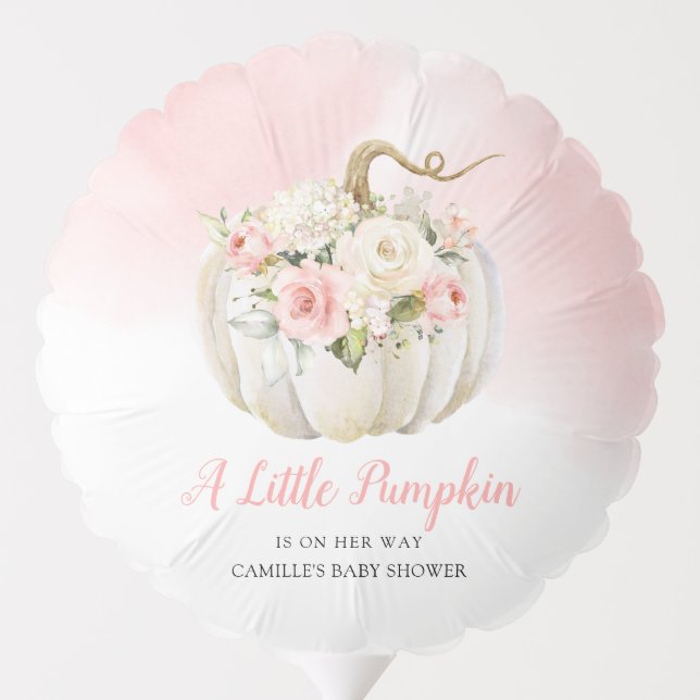 Pink Elegant Little Pumpkin Girl Baby Shower Balloon (Back)