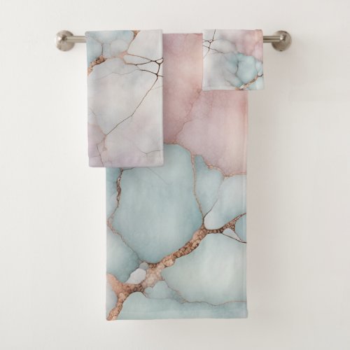 Pink Elegant Marble Stone Texture  Bath Towel Set