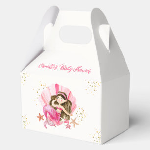 Pink Elegant Mermaid Ocean Starfish Baby Shower Favor Boxes
