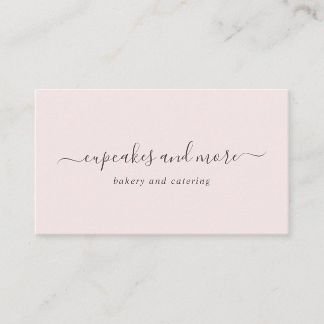 Pink Elegant Minimalist Business Card Handwriting (Front)
