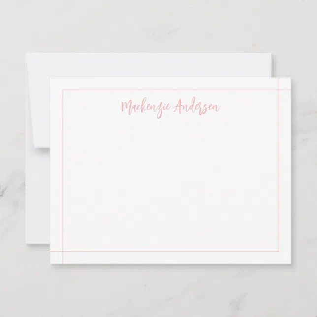 Pink Elegant Modern Border Square Note Card Zazzle
