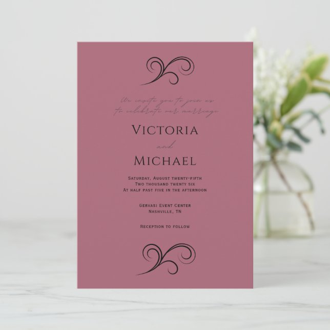 Pink Elegant Modern Wedding Invitation (Standing Front)