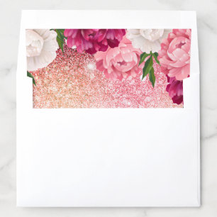 Pink Elegant Monogram Glitter Floral design Envelope Liner