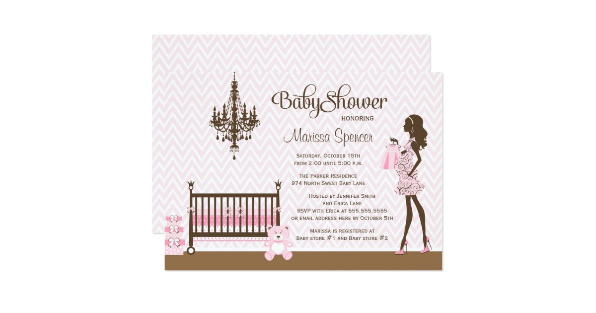 Pink elegant nursery baby girl shower invitation Zazzle
