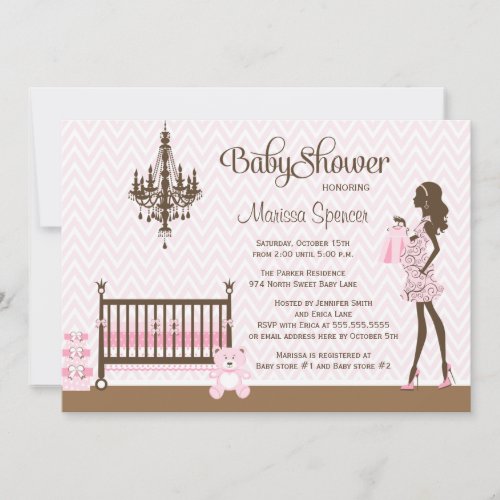 Pink elegant nursery baby girl shower invitation