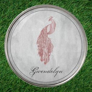 Pink Elegant Peacock Golf Ball Marker