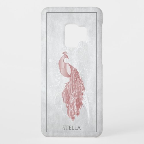 Pink Elegant Peacock Personalized Case_Mate Samsung Galaxy S9 Case