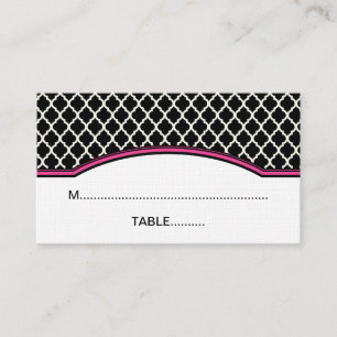 Pink Elegant Quatrefoil Place Card