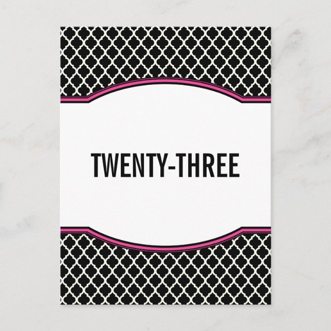 Pink Elegant Quatrefoil Table Number Postcard (Front)