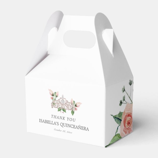 Pink Elegant Quinceañera Favor Boxes (Front Side)