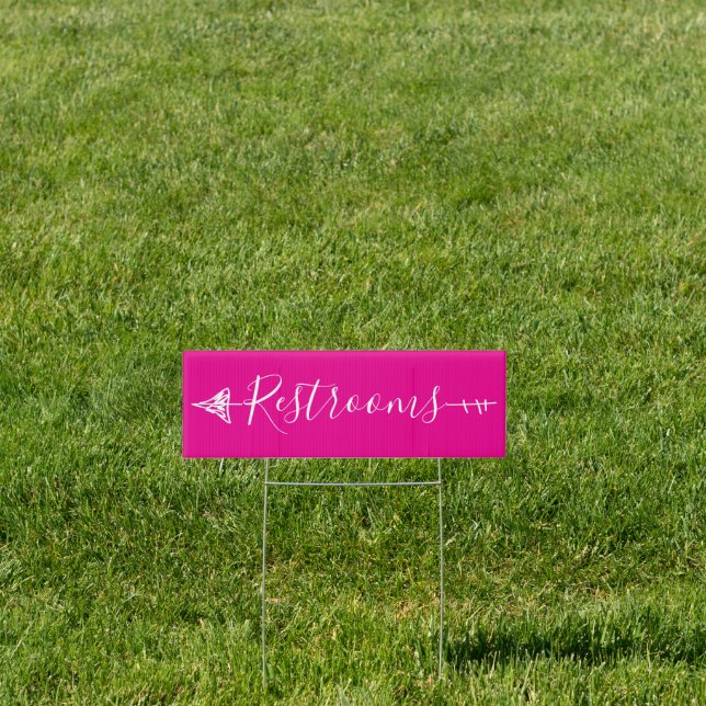 Pink Elegant Restrooms Arrow Direction Small Sign (Insitu)