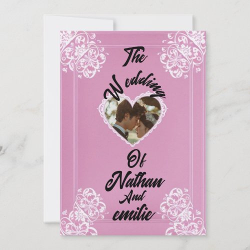 Pink elegant romantic wedding Invitation