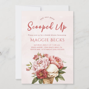 Pink Elegant Scooped up Floral Bridal Shower Invit Invitation