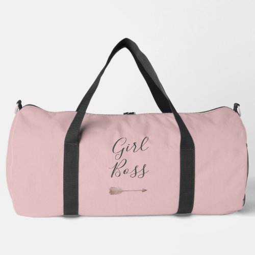 Pink Elegant Script Girl Boss  Duffle Bag