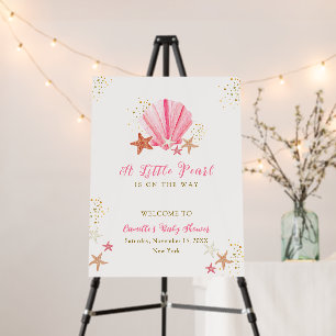 Pink Elegant Seashell Baby Shower Welcome Sign
