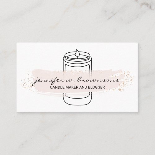Pink elegant simple soy candle business card