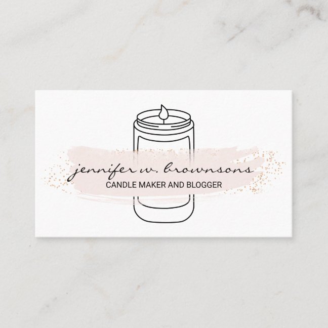 Pink elegant simple soy candle business card