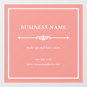 Pink Elegant Small Business Salon Name White Frame Window Cling