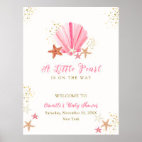 Pink Elegant Starfish Seashell Baby Shower Welcome