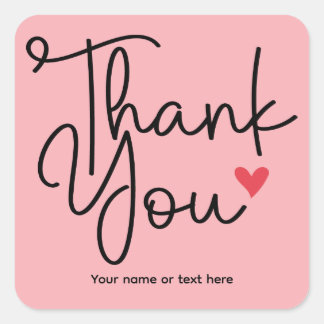 Pink Elegant Thank You with heart Sticker