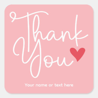 Pink Elegant Thank You with heart Sticker