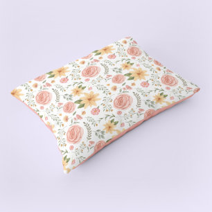 Pink Elegant Vintage Wildflower Rose Pattern Pillow Case