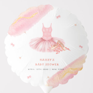 Pink Elegant Watercolor Ballerina Girl Baby Shower Balloon