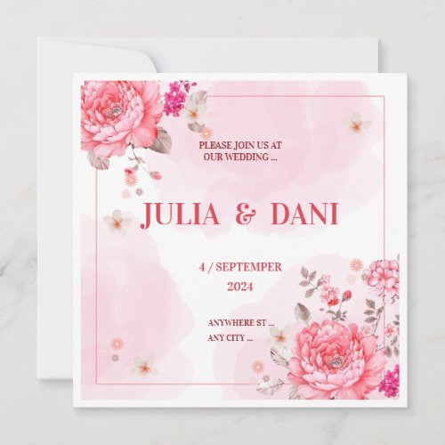 Pink Elegant Wedding Invitation