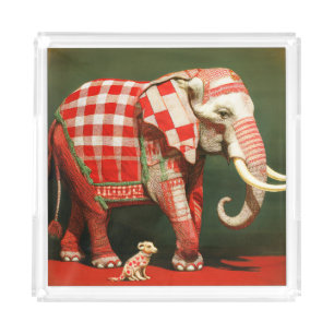 Pink Elephant And Polka Dot Chihuahua Acrylic Tray