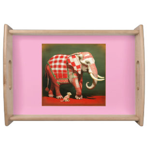 Pink Elephant And Polka Dot Chihuahua Serving Tray