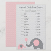 Pink Elephant Animal Gestation Match Shower Game (Front/Back)