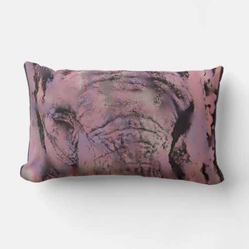 Pink Elephant Artwork African Animals Wildlife Lumbar Pillow