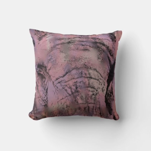 Pink Elephant Artwork African Animals Wildlife Throw Pillow