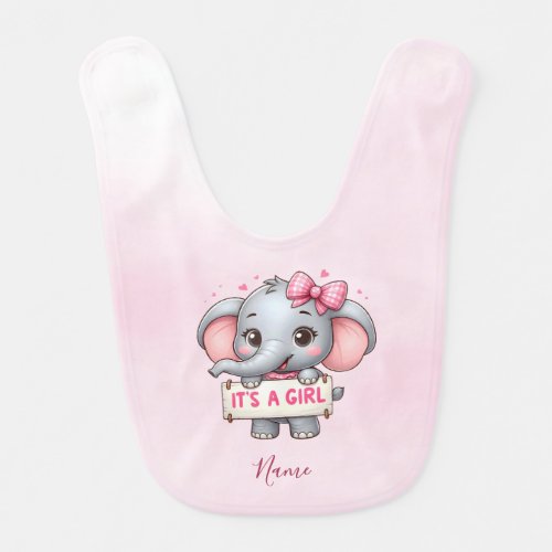 Pink Elephant Baby Bib