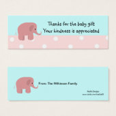 Pink Elephant Baby Gift Thank You (Front & Back)
