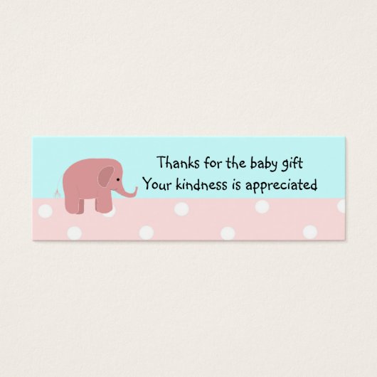 Pink Elephant Baby Gift Thank You (Front)