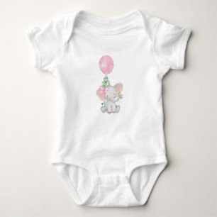 Pink Elephant Baby Girl Bodysuit