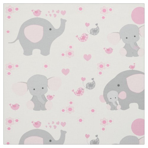 Pink Elephant Baby Girl Fabric