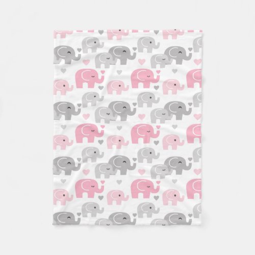 Pink Elephant Baby Girl Fleece Blanket