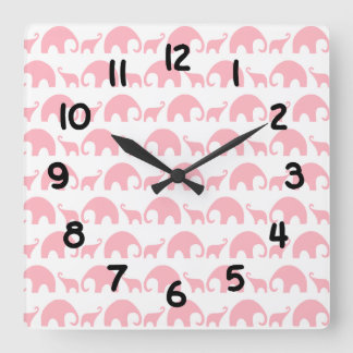 Pink elephant baby girl nursery clock