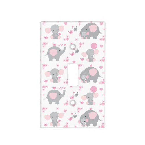 Pink Elephant Baby Girl Nursery Light Switch Cover
