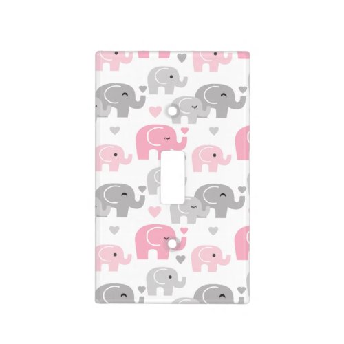 Pink Elephant Baby Girl Nursery Light Switch Cover