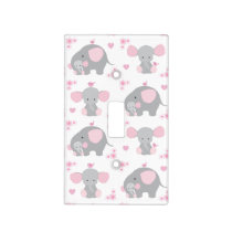Pink Elephant Baby Girl Nursery Safari Animals Light Switch Cover